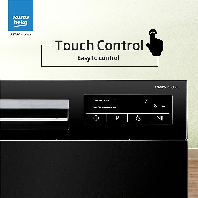 Voltas Beko DT8B Free Standing 8 Place Settings Dishwasher (DT8B, Black, Inbuilt Heater) (OPEN BOX) Voltas Beko DT8B Free Standing 8 Place Settings Dishwasher (DT8B, Black, Inbuilt Heater) (OPEN BOX)